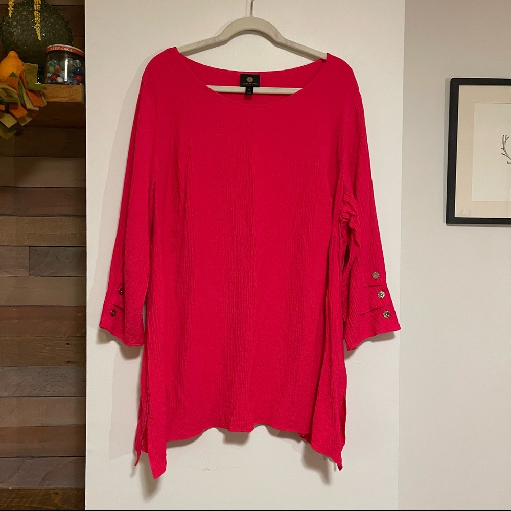 JM Collection Pink 3/4 Sleeve Tunic
